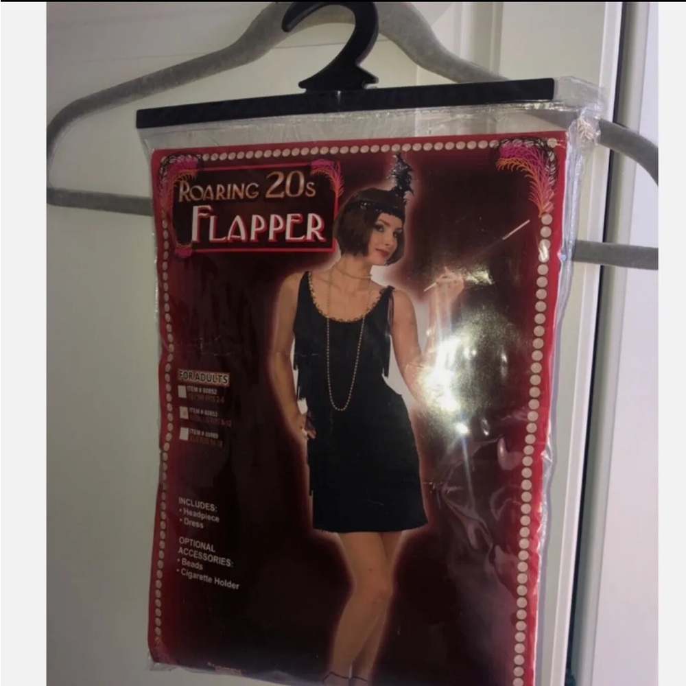 FLAPPER sexy Black Fringe Dress Roaring 20's Halloween‎ Costume Adult M/L Medium